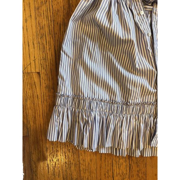 Alexis Dress Womens Medium Blue Stripe Ruffle Collar Tie Waist Button Front - Picture 6 of 10